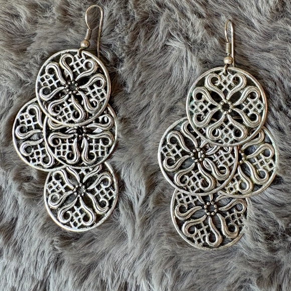 Silver Bohemian Style Earrings - Picture 3 of 3